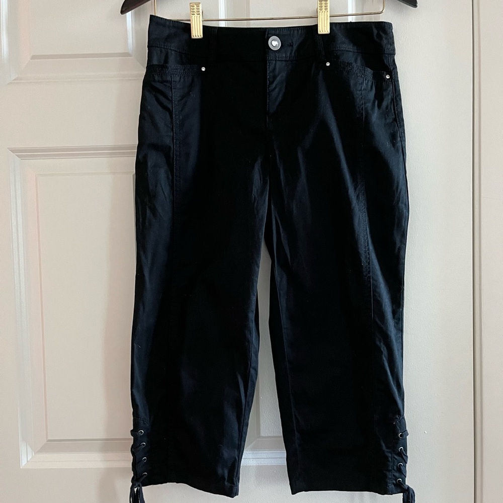 Y2K Vintage Black Rhinestone Capris